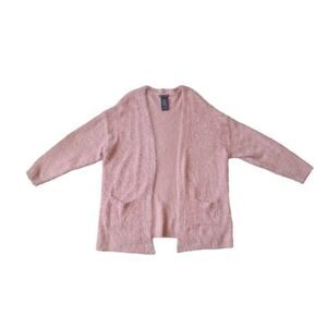 Chelsea & Theodore Pink Eyelash Knit Plus Size Open Front Cardigan Women's XXL